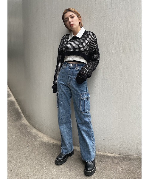 ENVYM(アンビー)の「EロゴギャザーショートSH(シャツ/ブラウス・レディース・チェック/ホワイト/ブルー・FREE)」の15枚目の写真