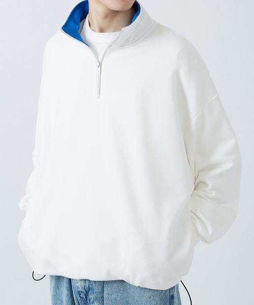 improves（インプローブス）の「バイカラー ハーフジップ スウェットトレーナー（スウェット・メンズ・オフホワイト/ダークグリーン/ブラック・MEDIUM/LARGE）」の11枚目の写真
