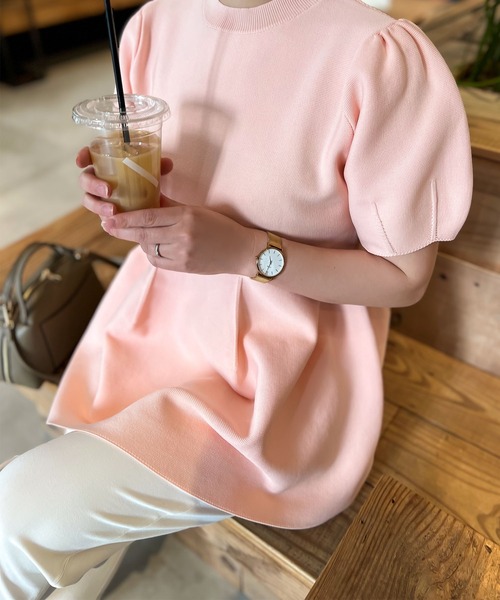 KOBE LETTUCE（コウベレタス）の「ボリュームフレアニットトップス（ニット/セーター・レディース・ピンク/ブラック/アイボリー/ネイビー・M/S）」の4枚目の写真