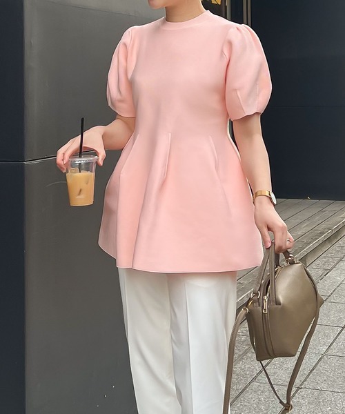 KOBE LETTUCE（コウベレタス）の「ボリュームフレアニットトップス（ニット/セーター・レディース・ピンク/ブラック/アイボリー/ネイビー・M/S）」の8枚目の写真