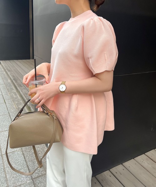 KOBE LETTUCE（コウベレタス）の「ボリュームフレアニットトップス（ニット/セーター・レディース・ピンク/ブラック/アイボリー/ネイビー・M/S）」の9枚目の写真