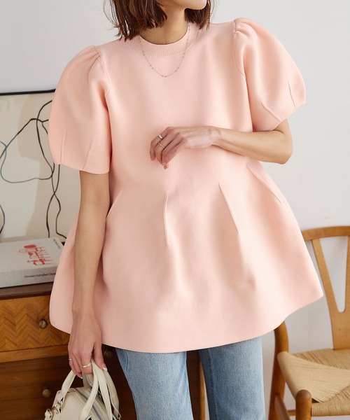 KOBE LETTUCE（コウベレタス）の「ボリュームフレアニットトップス（ニット/セーター・レディース・ピンク/ブラック/アイボリー/ネイビー・M/S）」の10枚目の写真