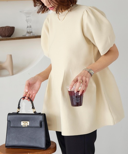 KOBE LETTUCE（コウベレタス）の「ボリュームフレアニットトップス（ニット/セーター・レディース・ピンク/ブラック/アイボリー/ネイビー・M/S）」の13枚目の写真