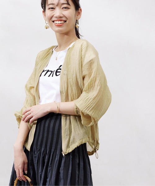 Chez toi（シェトワ）の「楊柳シアーブルゾン（ブルゾン・レディース・ブラック/サックスブルー/オフホワイト/キャメル/ホワイト系その他2・FREE）」の5枚目の写真