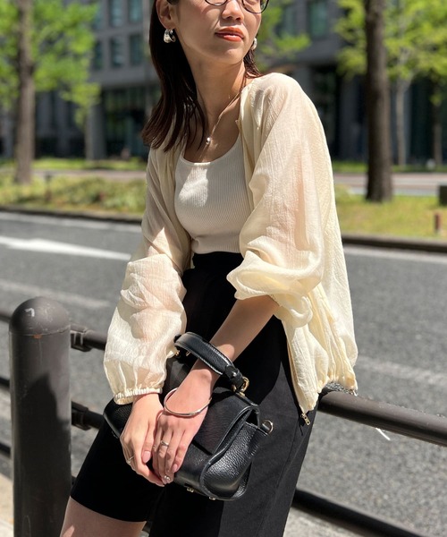 Chez toi（シェトワ）の「楊柳シアーブルゾン（ブルゾン・レディース・ブラック/サックスブルー/オフホワイト/キャメル/ホワイト系その他2・FREE）」の6枚目の写真