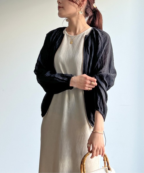 Chez toi（シェトワ）の「楊柳シアーブルゾン（ブルゾン・レディース・ブラック/サックスブルー/オフホワイト/キャメル/ホワイト系その他2・FREE）」の7枚目の写真