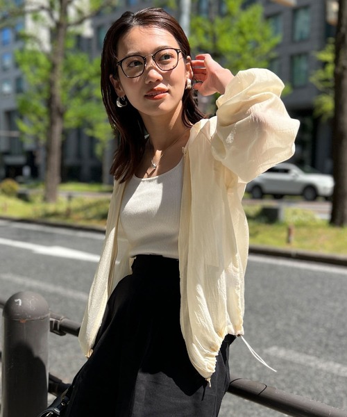 Chez toi（シェトワ）の「楊柳シアーブルゾン（ブルゾン・レディース・ブラック/サックスブルー/オフホワイト/キャメル/ホワイト系その他2・FREE）」の9枚目の写真