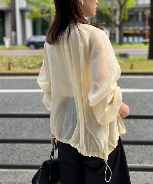 Chez toi（シェトワ）の「楊柳シアーブルゾン（ブルゾン・レディース・ブラック/サックスブルー/オフホワイト/キャメル/ホワイト系その他2・FREE）」の10枚目の写真