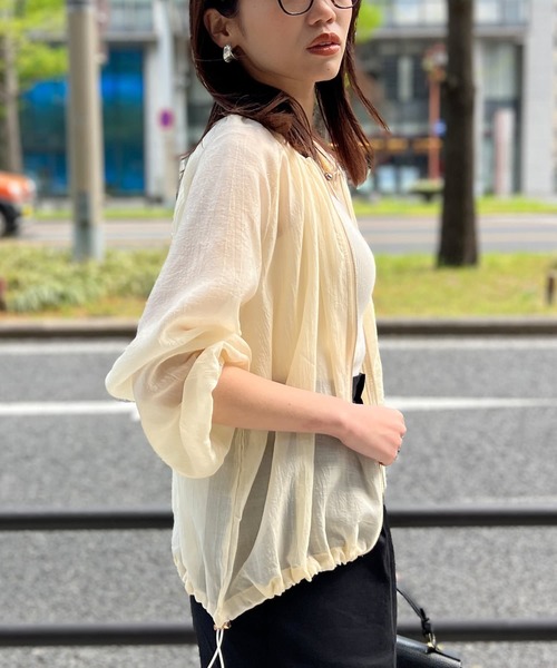 Chez toi（シェトワ）の「楊柳シアーブルゾン（ブルゾン・レディース・ブラック/サックスブルー/オフホワイト/キャメル/ホワイト系その他2・FREE）」の11枚目の写真