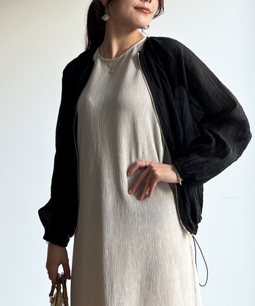 Chez toi（シェトワ）の「楊柳シアーブルゾン（ブルゾン・レディース・ブラック/サックスブルー/オフホワイト/キャメル/ホワイト系その他2・FREE）」の14枚目の写真