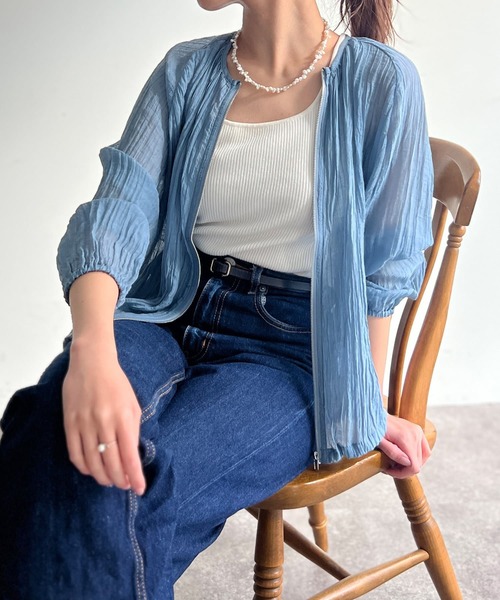 Chez toi（シェトワ）の「楊柳シアーブルゾン（ブルゾン・レディース・ブラック/サックスブルー/オフホワイト/キャメル/ホワイト系その他2・FREE）」の17枚目の写真