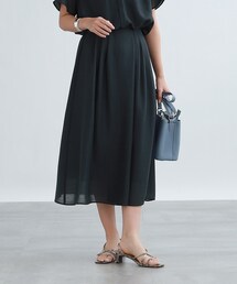 INDIVI | 【洗える/SETUP可能】スパンローンタック巻き風ロングスカート(スカート)