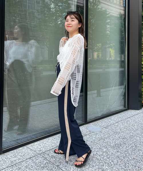 prose verse（プロズヴェール）の「サイドスリットラインパンツ（その他パンツ・レディース・ネイビー/ブラック・ﾌﾘ-）」の5枚目の写真