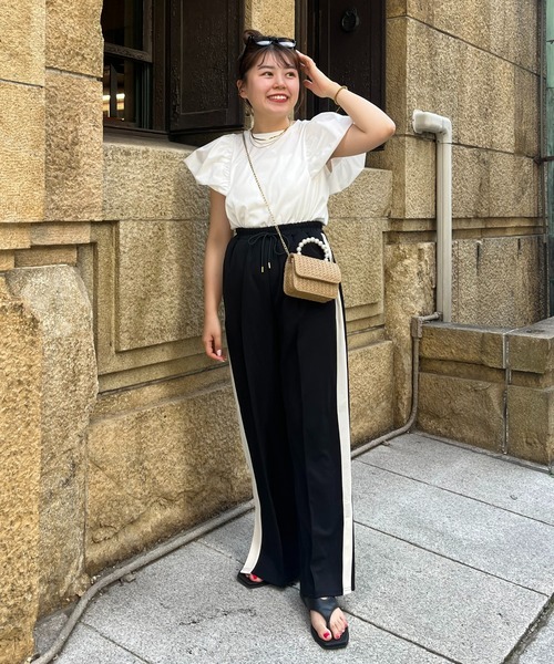 prose verse（プロズヴェール）の「サイドスリットラインパンツ（その他パンツ・レディース・ネイビー/ブラック・ﾌﾘ-）」の10枚目の写真