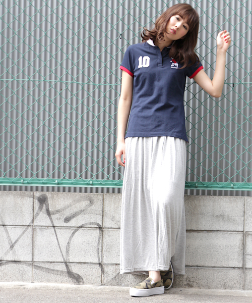 GIORDANO（ジョルダーノ）の「[GIORDANO]ワールドフラッグ半袖ポロシャツ（ポロシャツ・レディース・ホワイト/グレー/ネイビー/レッド・SMALL/MEDIUM/LARGE）」の5枚目の写真