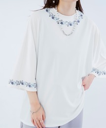 フラワー刺繍ドルマンT