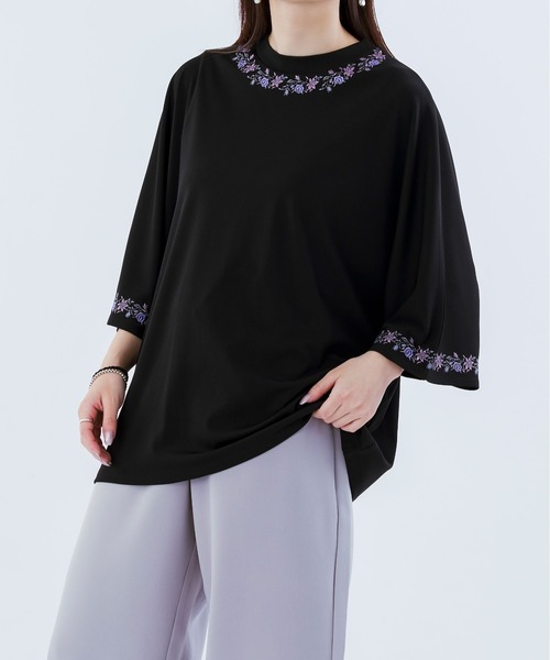 Ellno Loset(エルノロゼット)の「フラワー刺繍ドルマンT(Tシャツ/カットソー・メンズ・オフホワイト/ブラック・MEDIUM/LARGE)」の17枚目の写真