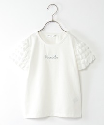 ikka（イッカ）の「袖異素材刺繍ロゴTシャツ（120~160cm）（Tシャツ/カットソー・キッズ）」