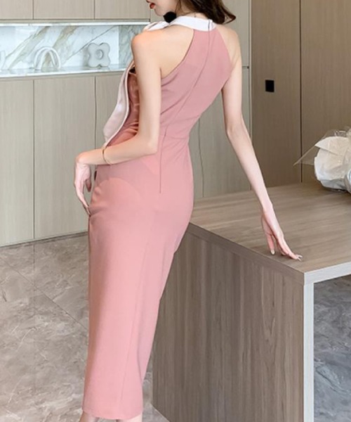 Ritomo De Ricco(リトモ・デ・リコ)の「美シルエットサイドドレープデザインワンピース(ドレス・レディース・ピンク/ブラック・MEDIUM/LARGE)」の10枚目の写真