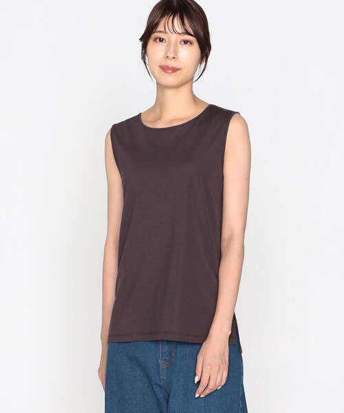 COMME CA ISM（コムサイズム）の「レーヨンナイロン　タンクトップ（タンクトップ・レディース・ホワイト/ブラウン/ブラック・MEDIUM/LARGE）」の3枚目の写真