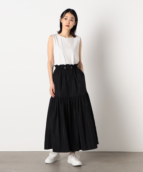 COMME CA ISM（コムサイズム）の「レーヨンナイロン　タンクトップ（タンクトップ・レディース・ホワイト/ブラウン/ブラック・MEDIUM/LARGE）」の4枚目の写真