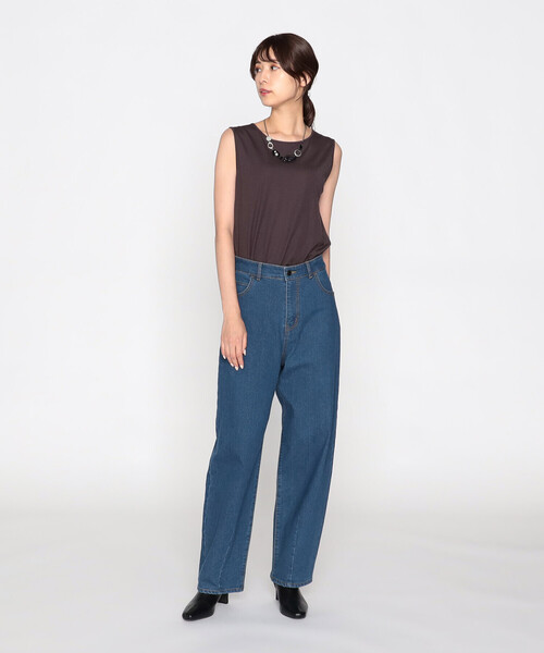 COMME CA ISM（コムサイズム）の「レーヨンナイロン　タンクトップ（タンクトップ・レディース・ホワイト/ブラウン/ブラック・MEDIUM/LARGE）」の9枚目の写真