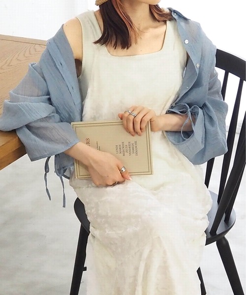 tiptop（ティップトップ）の「ベロアオパールキャミワンピース（ワンピース・レディース・ブラック/アイボリー/グレイッシュベージュ・FREE）」の13枚目の写真