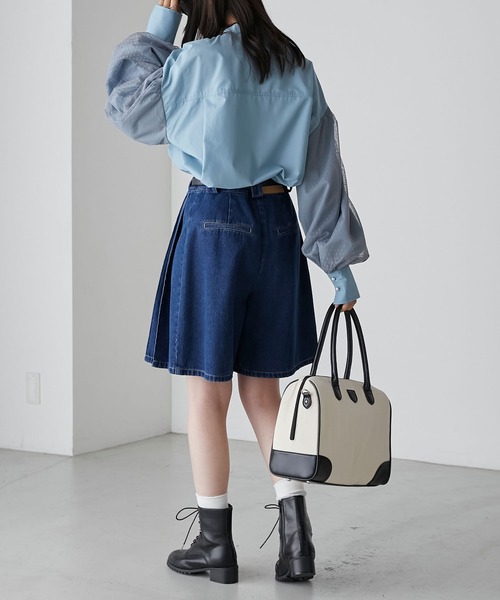 BONLECILL(ボンルシール)の「ドットチュールボリュームスリーブ パールボタンバンドカラーシャツ(シャツ/ブラウス・レディース・アイボリー/ブラック/チャコールグレー/ネイビー/ブルー・FREE)」の17枚目の写真