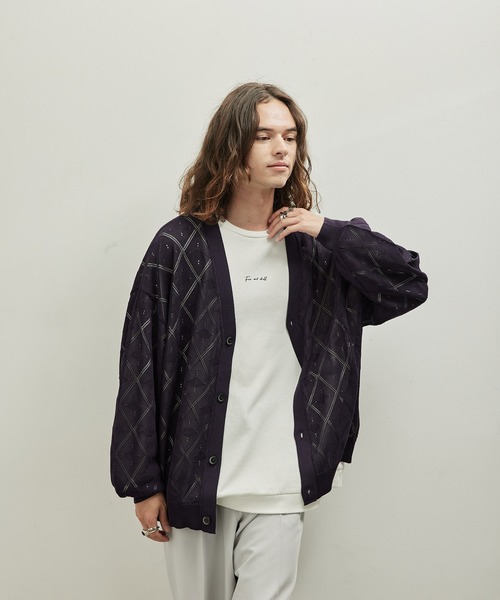 JUNRED（ジュンレッド）の「ランバスシアールーズカーディガン（カーディガン/ボレロ・メンズ・ブラック/パープル/グレー系その他・M/S/L）」の3枚目の写真