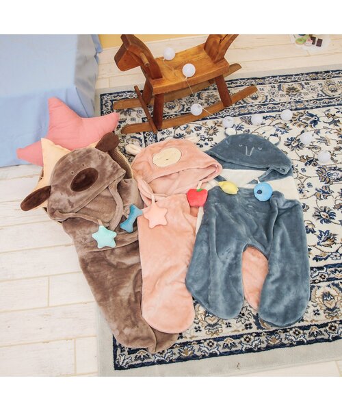 BREEZE（ブリーズ）の「アニマルバギーウォーマー（おくるみ・キッズ・ブルー/ブラウン/ピンク・80）」の4枚目の写真