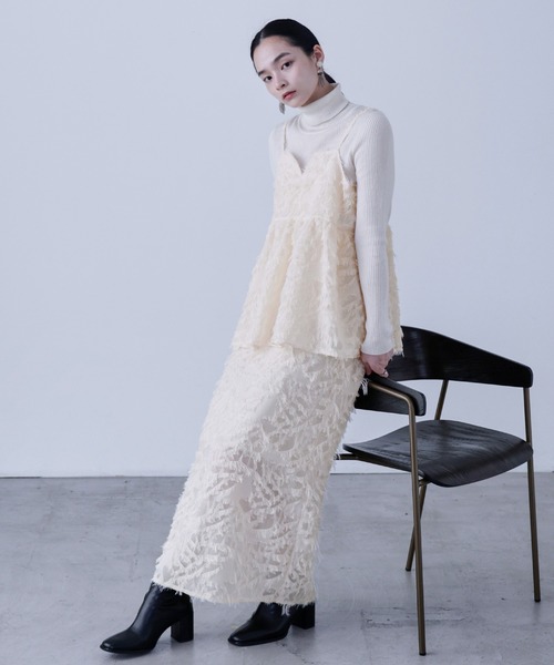 Fashion Letter(ファッションレター)の「ジャガード ペンシルロングスカート(スカート・レディース・アイボリー/ミント/ブラック・M)」の2枚目の写真
