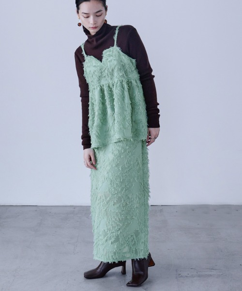 Fashion Letter(ファッションレター)の「ジャガード ペンシルロングスカート(スカート・レディース・アイボリー/ミント/ブラック・M)」の3枚目の写真