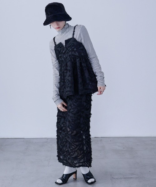 Fashion Letter(ファッションレター)の「ジャガード ペンシルロングスカート(スカート・レディース・アイボリー/ミント/ブラック・M)」の1枚目の写真