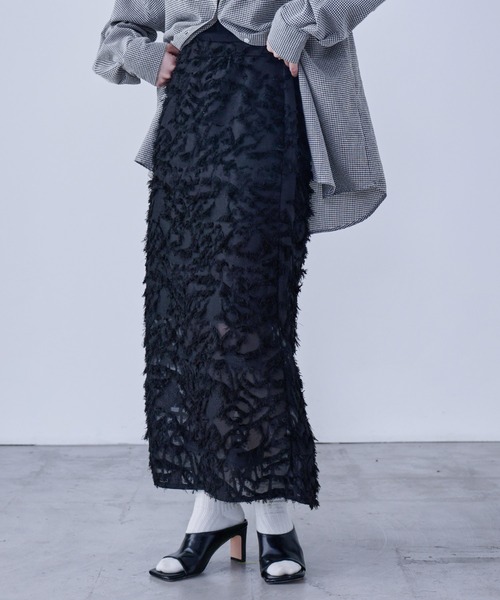 Fashion Letter(ファッションレター)の「ジャガード ペンシルロングスカート(スカート・レディース・アイボリー/ミント/ブラック・M)」の5枚目の写真