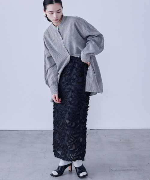 Fashion Letter(ファッションレター)の「ジャガード ペンシルロングスカート(スカート・レディース・アイボリー/ミント/ブラック・M)」の6枚目の写真