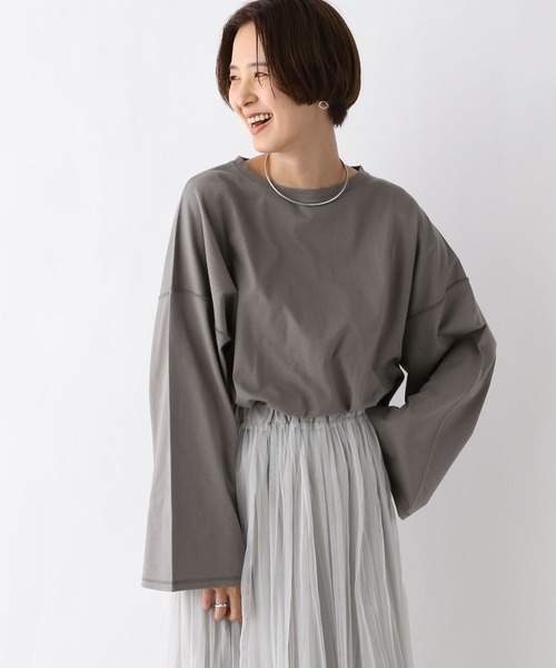 LEPSIM(レプシィム)の「ワイドスリーブロンT 963305(Tシャツ/カットソー・レディース・ブラウン/アイボリー/ベージュ・FREE)」の3枚目の写真