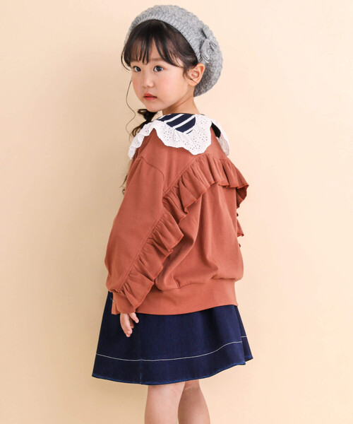 Noeil aime BeBe(ノイユエイムベベ)の「袖フリルカーディガン(90~130cm)(カーディガン/ボレロ・キッズ・オフホワイト/ブラウン・120cm/130cm/110cm/90cm/100cm)」の7枚目の写真