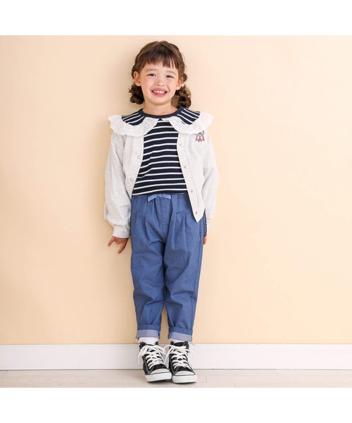 Noeil aime BeBe(ノイユエイムベベ)の「袖フリルカーディガン(90~130cm)(カーディガン/ボレロ・キッズ・オフホワイト/ブラウン・120cm/130cm/110cm/90cm/100cm)」の3枚目の写真