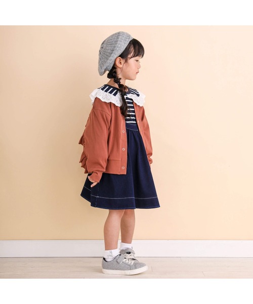 Noeil aime BeBe(ノイユエイムベベ)の「袖フリルカーディガン(90~130cm)(カーディガン/ボレロ・キッズ・オフホワイト/ブラウン・120cm/130cm/110cm/90cm/100cm)」の4枚目の写真