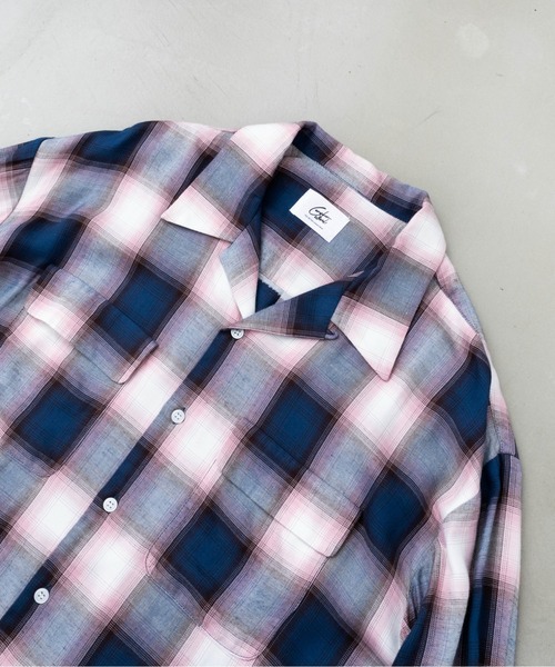 セール】Rayon ombre check shirts / レーヨンオンブレチェックシャツ
