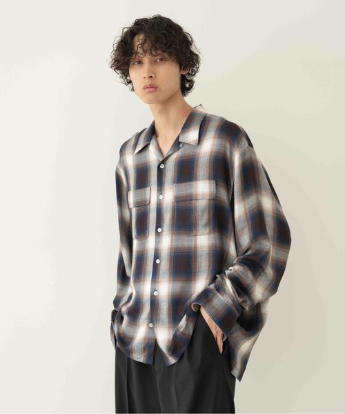 Camphor wood（カンファーウッド）の「Rayon ombre check shirts / レーヨンオンブレチェックシャツ（シャツ/ブラウス・メンズ・ピンク/ブルー/ブラウン・MEDIUM/LARGE/SMALL）」の4枚目の写真
