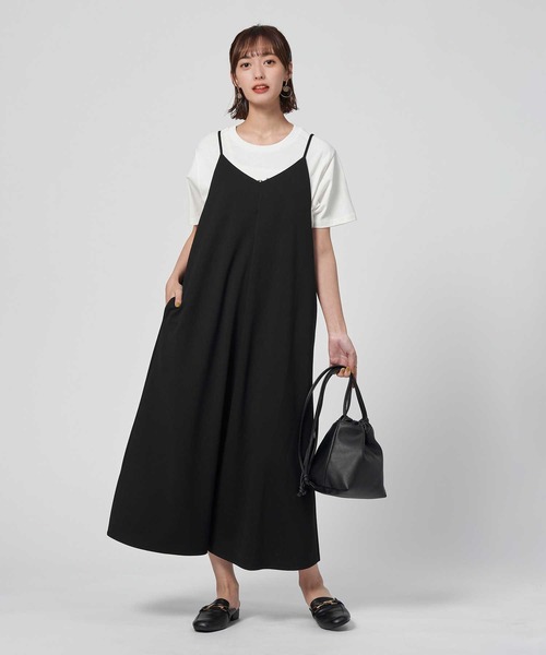 Right-on(ライトオン)の「【HONEYSUCKLE ROSE】キャミワンピース(ワンピース・レディース・ホワイト×カーキブラウン/ブラック・M-L)」の1枚目の写真