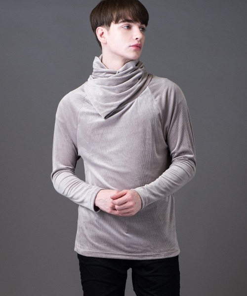 【セール】DOLOMITE-ESCARGOT(ドロミテ-エスカルゴ)ベロア テレコ ドレープ 長袖 Tシャツ（Tシャツ/カットソー）｜BUFFALO BOBS（バッファローボブズ） 8,166円