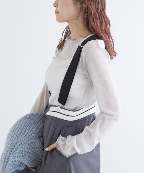 w closet（ダブルクローゼット）の「ラメメッシュプルオーバー（Tシャツ/カットソー・レディース・キナリ/グレー/オフホワイト・FREE）」の5枚目の写真