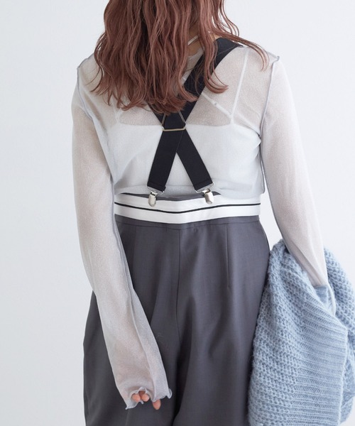 w closet（ダブルクローゼット）の「ラメメッシュプルオーバー（Tシャツ/カットソー・レディース・キナリ/グレー/オフホワイト・FREE）」の6枚目の写真