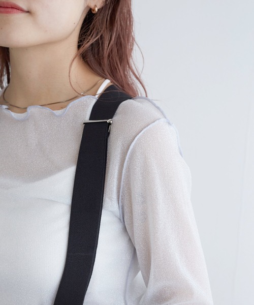 w closet（ダブルクローゼット）の「ラメメッシュプルオーバー（Tシャツ/カットソー・レディース・キナリ/グレー/オフホワイト・FREE）」の7枚目の写真