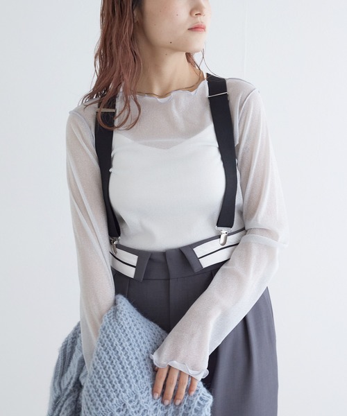 w closet（ダブルクローゼット）の「ラメメッシュプルオーバー（Tシャツ/カットソー・レディース・キナリ/グレー/オフホワイト・FREE）」の10枚目の写真