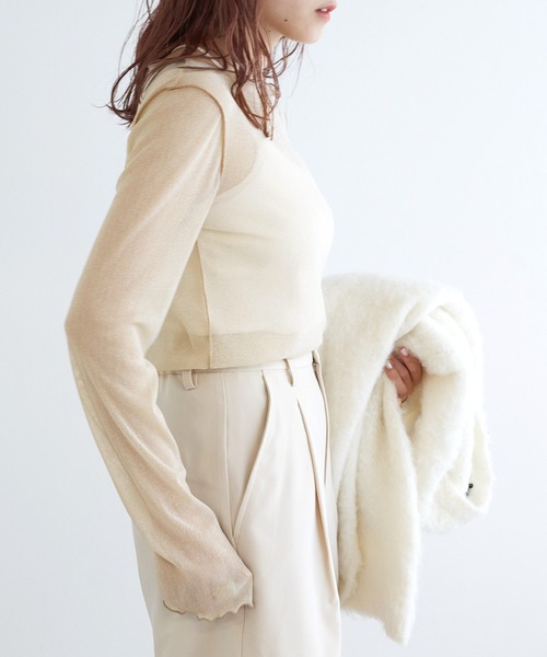 w closet（ダブルクローゼット）の「ラメメッシュプルオーバー（Tシャツ/カットソー・レディース・キナリ/グレー/オフホワイト・FREE）」の17枚目の写真