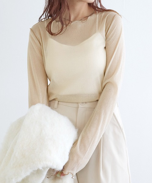 w closet（ダブルクローゼット）の「ラメメッシュプルオーバー（Tシャツ/カットソー・レディース・キナリ/グレー/オフホワイト・FREE）」の19枚目の写真