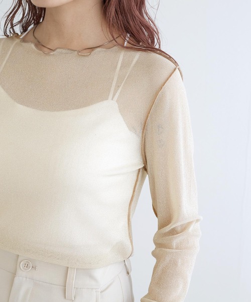 w closet（ダブルクローゼット）の「ラメメッシュプルオーバー（Tシャツ/カットソー・レディース・キナリ/グレー/オフホワイト・FREE）」の20枚目の写真